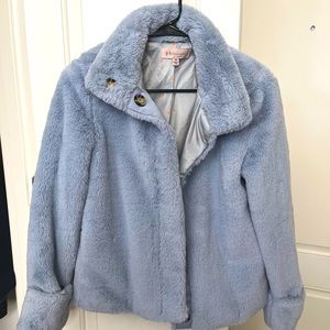Baby Blue faux fur coat XS